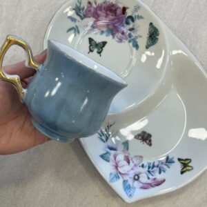 Conjunto Lancheira + Xícara Flores Azul