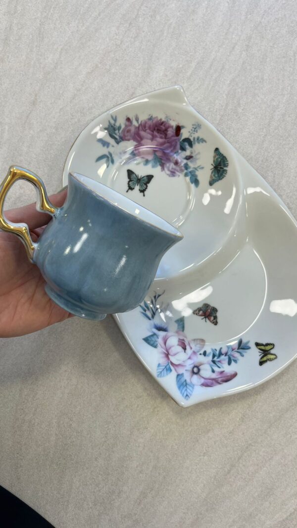 Conjunto Lancheira + Xícara Flores Azul
