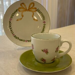 Conjunto Xícara + Pires + Prato Laço Pintado a Mão