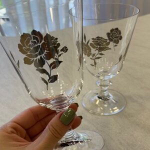 Conjunto Copos Cristal Rosas