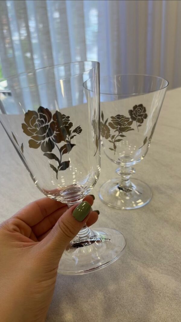 Conjunto Copos Cristal Rosas