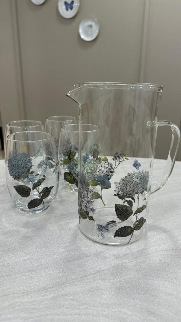 Conjunto Jarra + Copos Hortênsias